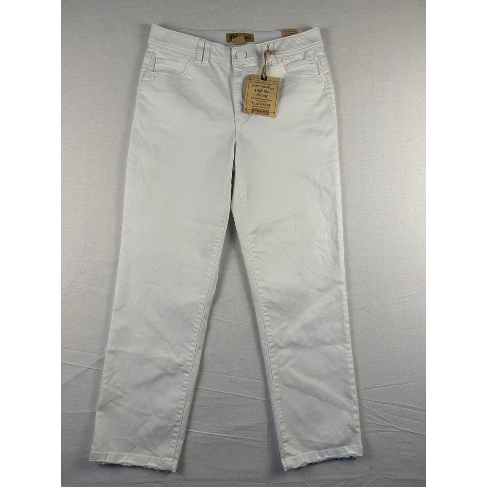 Democracy Abtechnology High Rise Skinny Jeans White Size 10 Mold & Hold Raw Hem